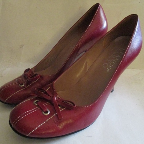 Franco Sarto Brick Red Round Toe Eyelet Pumps - Picture 3 of 7